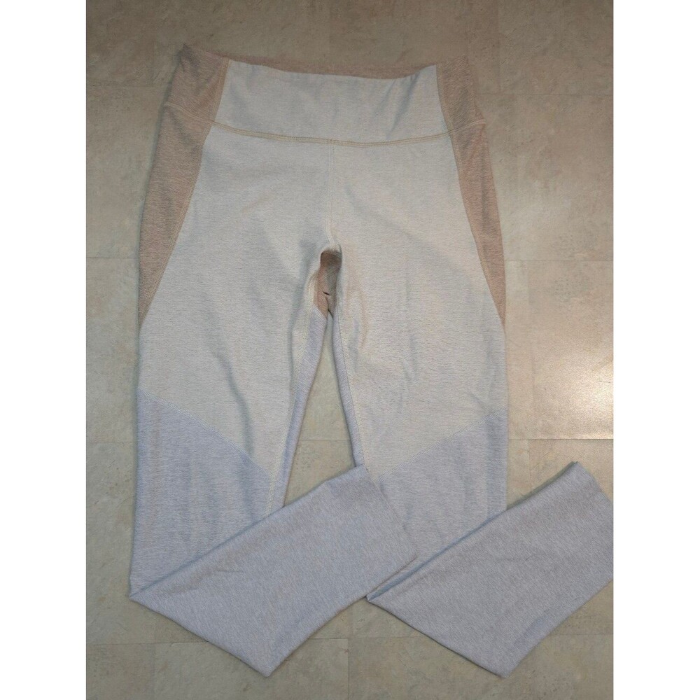Outdoor Voices Heathered Light Gray Beige Cream Color Block Leggings Size M